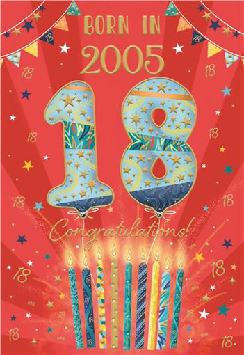 Picture of BORN IN 2005 18 CONGRATULATIONS! RED BIRTDHAY CARD